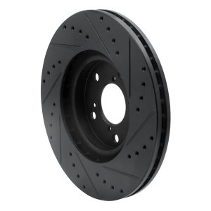 Honda Ridgeline Brake Rotor (1) - Front Left - R1 Concepts - Drilled & Slotted - Black - `06-`14